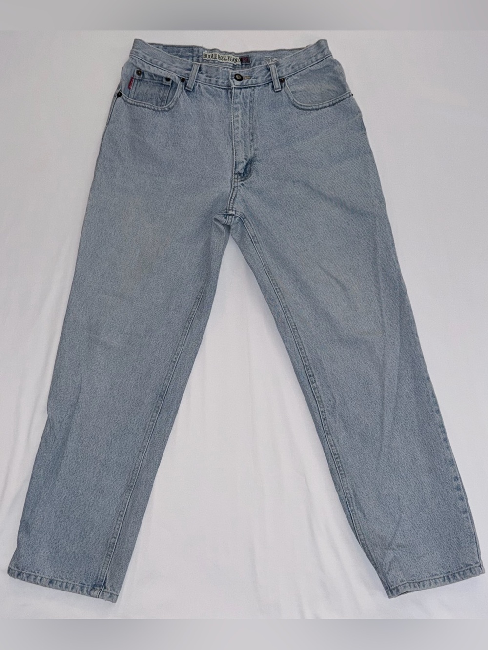 Vintage 90s Bugle Boy 750 Relaxed Retro Light Blue 100% Cotton Denim Y2K Jeans